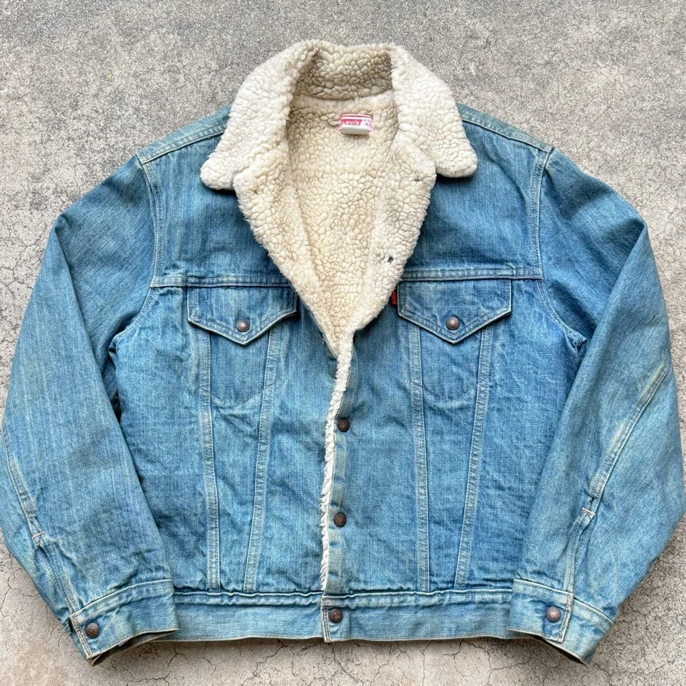 Vintage 70’s Levi’s Denim Sherpa Jacket - Picture 6 of 12